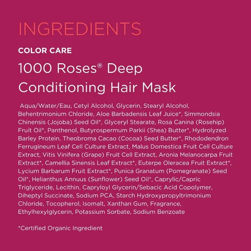Vista 4 de Andalou Naturals Mascarilla capilar de 1000 rosas, mascarilla para el cuidado del color para cabello dañado, 6 unidades, manteca de semillas