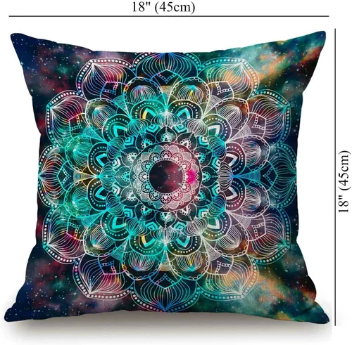 Vista 4 de Solekla Funda de almohada de decoración de granja, funda de almohada de mandala de galaxia de 18 x 18 pulgadas, funda de almohada geométrica