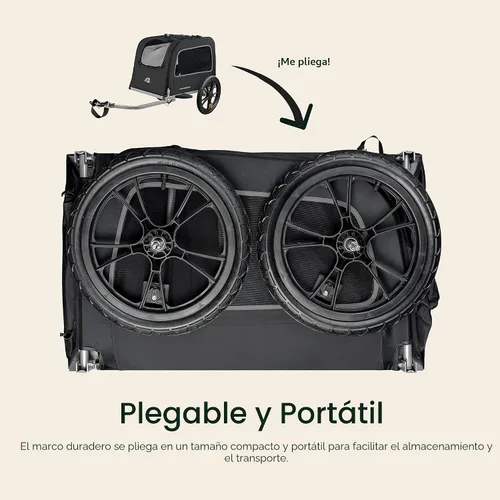 Vista 6 de Retrospec Rover Waggin' - Remolque de bicicleta para mascotas, para perros pequeños y medianos, marco plegable con ruedas de 16 pulgadas