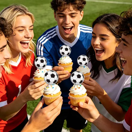 Vista 6 de 24 piezas 2026 decoración de cupcakes del mundo de fútbol para torta de fútbol 2026 suministros de decoración de fiesta de la Copa del Mundo