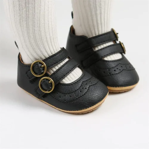 Vista 3 de Meckior - Zapatos bajos y livianos para bebés estilo Mary Jane con suela suave y lazo decorativo para vestidos de princesa o bodas para niñas que