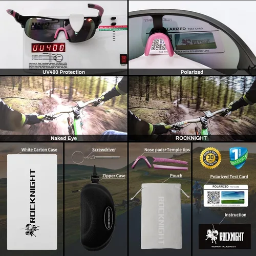 Vista 6 de ROCKNIGHT Gafas de sol deportivas polarizadas de alta definición, para ciclismo, conducción, béisbol, exteriores, ultraligeras, TR90, marco grande