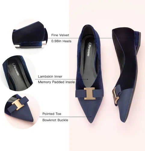 Vista 4 de C.Paravano Zapatos planos para mujer I Flat para mujer de cuero I puntiagudo I zapatos planos de ballet para mujer I Slip on Dressy Flats