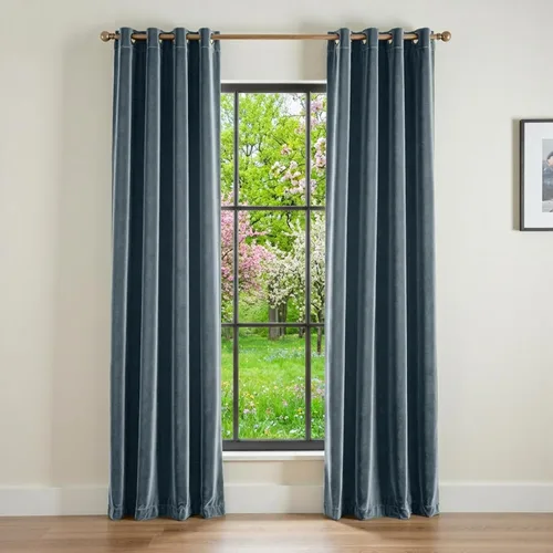 Vista 40 de Lazzzy Cortina opaca de terciopelo azul con aislamiento térmico para dormitorio, sala de estar, oscurecimiento de privacidad, cortinas de terciopelo