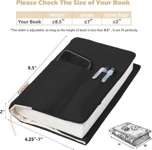 Vista 6 de Fundas de libro de lienzo, protector de libro lavable, funda de libro para novelas de tapa blanda, funda de libro ajustable para tapa dura