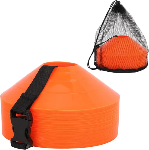 Vista 8 de Paquete de 15/25/30/50 conos de fútbol con bolsa de malla y correa-conos de fútbol para entrenamiento deportivo, fútbol, baloncesto, ejercicios
