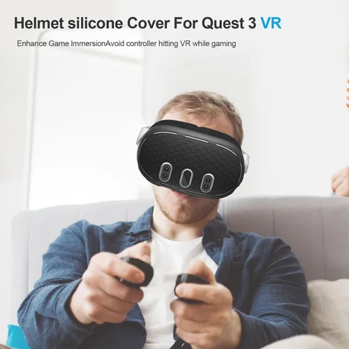 Vista 6 de VR Shell Cover for Quest 3, Silicone Front Headset Protector Cover Compatible with Quest 3 Accessories (Black)