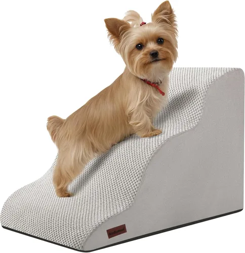 Vista 19 de Aodisman Escaleras para perros pequeños,Rampa para perros de 3 escalones Beige