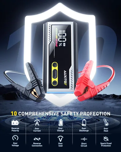 Vista 8 de AUXITO Arrancador de 6000A, arrancador de batería de coche de 12V, hasta todos los motores de gasolina y diésel de 12L con pantalla LED, caja