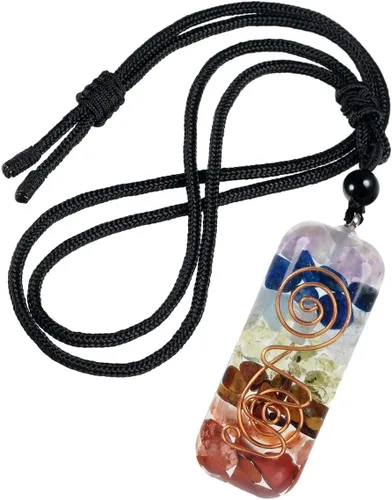 Vista 11 de Nupuyai Collar con colgante de cristal de orgón curativo ajustable para mujeres y hombres, colgante de piedra de amuleto de cristal con cuerda negra