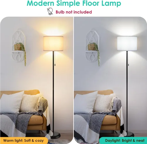 Vista 3 de FOLKSMATE Lámpara de pie para sala de estar, lámpara de pie LED moderna y simple, lámpara alta minimalista para dormitorio, sala de estar, oficina