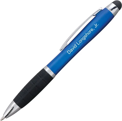 Vista 9 de Dayspring Pens Lumen Light-Up - Bolígrafo grabado con lápiz capacitivo, negro, grabado iluminado con pantalla de luz multicolor, acción de clic