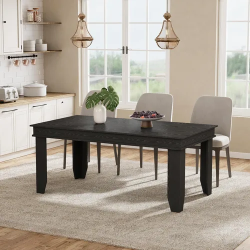 Vista 4 de GarveeHome Mesa de comedor de granja para 6-8 personas, mesas de cocina de 71 pulgadas de largo con marco resistente de madera, mesa rectangular