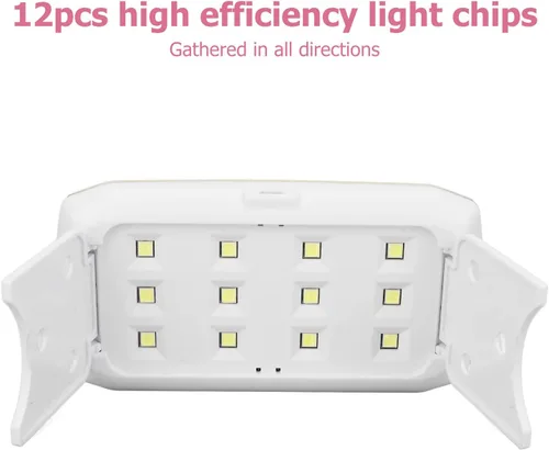 Vista 7 de Mini secador de uñas, lámpara LED de uñas de 36 W, plegable, portátil, 12 chips de luz de alta eficiencia, material ABS, blanco