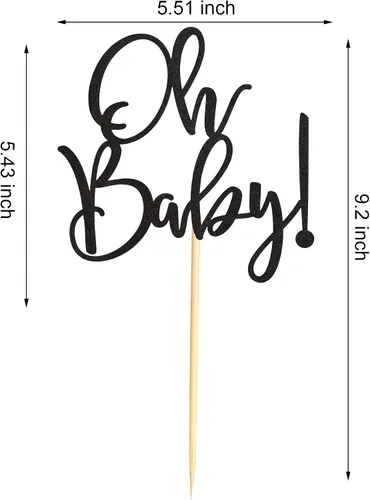 Vista 2 de Oh Baby Cake Toppers - Palillos para pasteles de baby shower para celebrar baby shower, suministros de decoración de fiesta de cumpleaños de niños