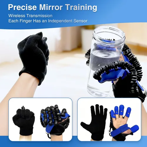 Vista 3 de Equipo de rehabilitación de manos, guantes de terapia para dispositivo de recuperación de mano de accidente cerebrovascular, guante