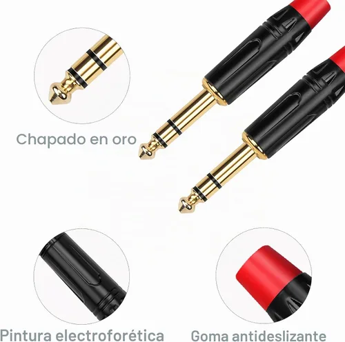Vista 4 de Enchufe TRS de 1/4 de pulgada, paquete de 4 conectores de audio estéreo GOSYSONG de un cuarto de pulgada tipo de soldadura, resistente chapado