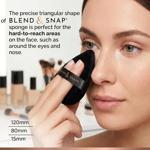 Vista 7 de BLEND & SNAP - Esponja de maquillaje triangular de terciopelo grande para una cobertura suave e impecable, esponja secante para base
