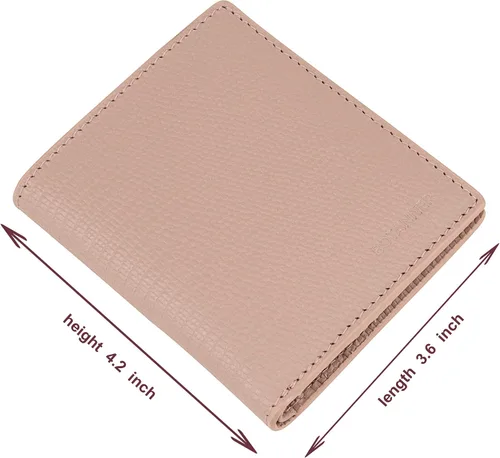 Vista 6 de BOTANNER Mini monedero de bolsillo compacto de cuero para mujer con seguridad RFID - NEGRO, rosado (Blush Pink), Minimalista