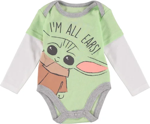Vista 2 de STAR WARS Baby Yoda Boys' 3 Piece Short Sleeve Bodysuit Pull-on Pants and Accessory