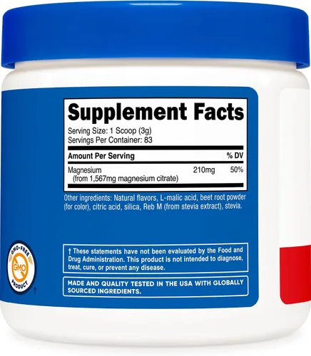 Vista 5 de Nutricost Polvo de citrato de magnesio (ponche de fruta, 8.82 oz)