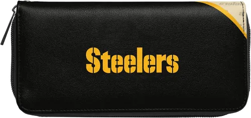 Vista 3 de Cartera organizadora NFL de cierre curvo, negro Pittsburgh Steelers