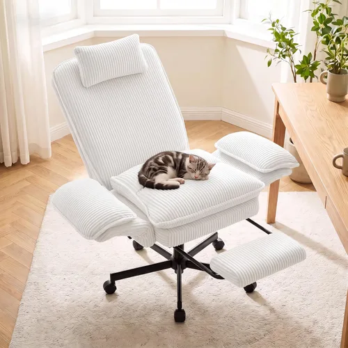 Vista 7 de Criss Cross Office Chair with Flip-Up Arms and Foot Rest, White