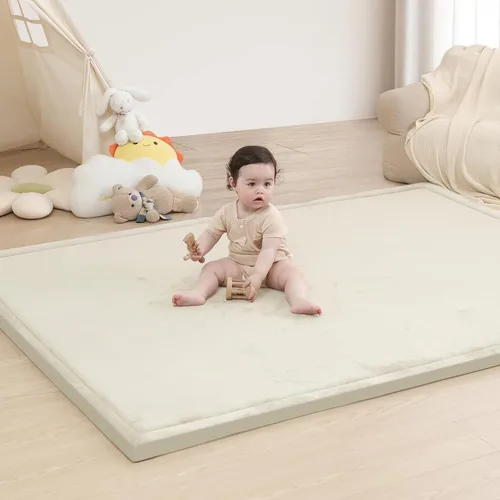 Vista 46 de Huloo Sleep - Tapete de juego para la habitación de bebés y niños pequeños, anticaídas, de espuma elástica de 1.3" de grosor, 28" x 72", terciopelo