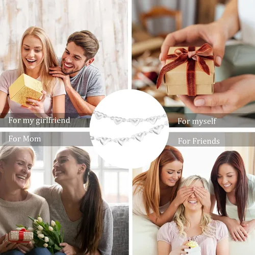 Vista 7 de Gargantilla de corazón para mujer Bonitos collares para adolescentes y niñas, elegante collar con colgante de corazón de oroplata con acabado mate