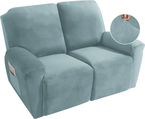 Vista 28 de MAXIJIN Funda reclinable de terciopelo de 4 piezas, funda elástica de felpa suave para silla reclinable, gruesa y suave, funda para silla Beige