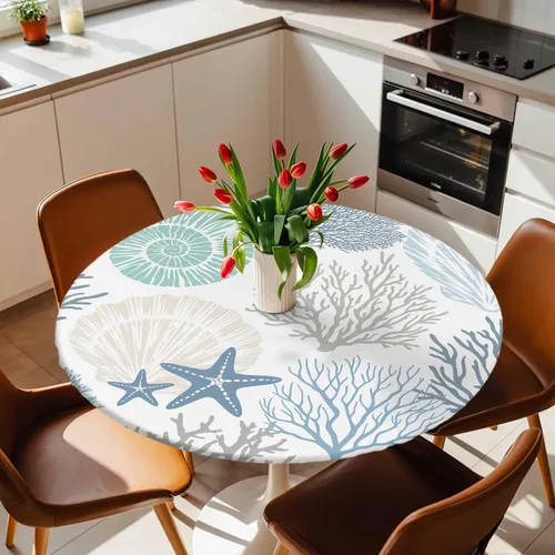 Vista 32 de Mantel Ajustado de Hongos para Mesa Redonda, Cubierta de Mesa de Cocina Botánica Pastoral Floral con Borde Elástico Tela Impermeable, Cubiertas Negro