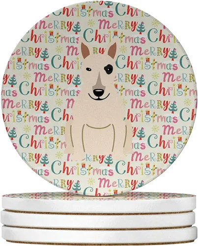 Vista 163 de Abyssinian Sand Terrier Merry Christmas - Posavasos grandes de piedra arenisca (4 unidades)