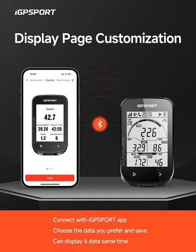 Vista 7 de iGPSPORT BSC100S Computadora GPS para Bicicleta Inalámbrica, Pantalla LCD de 2.6'' 40H Recargable Impermeable Computadora de Ciclismo Bluetooth ANT+