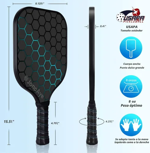 Vista 5 de JoncAye Pickleball Paddles Set of 4 or 2, USAPA Approved Fiberglass Rackets with Outdoor Indoor Balls, Bag, Overgrip, Lightweight for Family