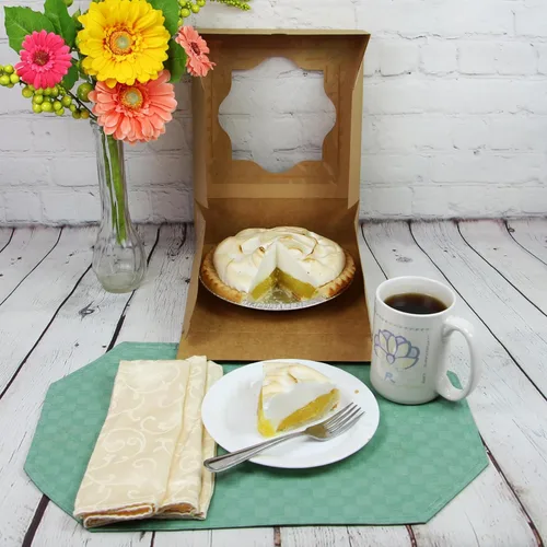 Vista 2 de Global Sugar Art Caja de panadería marrón de 8 x 8 x 2.5 pulgadas para tartas, galletas, pasteles, brownies, quiche y todos los productos horneados.