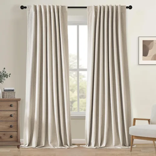 Vista 9 de UHITECH Short Blackout Curtains for Bedroom 24 Inch Long 2 Panels, Beige