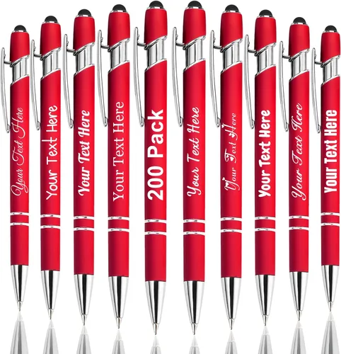 Vista 90 de Hasta 300 bolígrafos personalizados a granel con nombre personalizado con grabado gratis, puntas de lápiz capacitivo grabado, bolígrafo