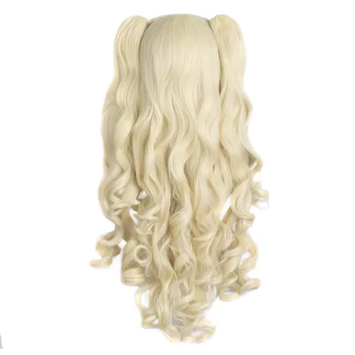 Vista 55 de Peluca MapofBeauty Lolita para disfraz, cabello largo, rizado, con coleta, Blanco
