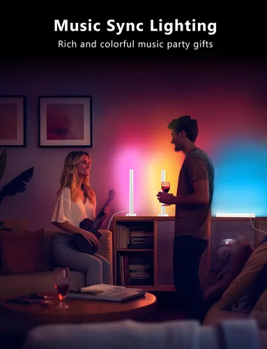Vista 3 de Barra de luz RGB, barras de luz de juego con múltiples opciones de colocación, luces de juego LED inteligentes con sincronización de música y modos