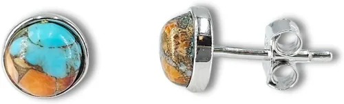 Vista 78 de Pendientes naturales de 0.236 in con chapado en oro blanco sobre plata de ley, bisel cabujón de piedras preciosas regalo de joyería para ella