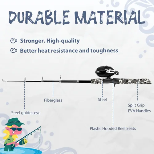 Vista 5 de WIDDEN Kids Fishing Pole, Portable Telescopic Kids Fishing Poles for Boys and Girls, Fishing Rod and Reel Combo Kit with Tackle Box, and Fishing