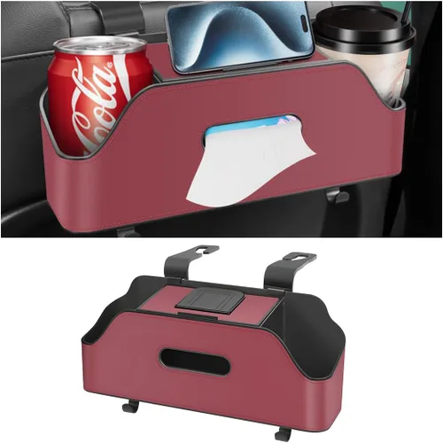 Vista 7 de zipelo Organizador de Apoyo de Cabeza y Asiento Trasero para Coche con Portavasos, Caja de Almacenamiento Colgante Multifuncional para Asiento