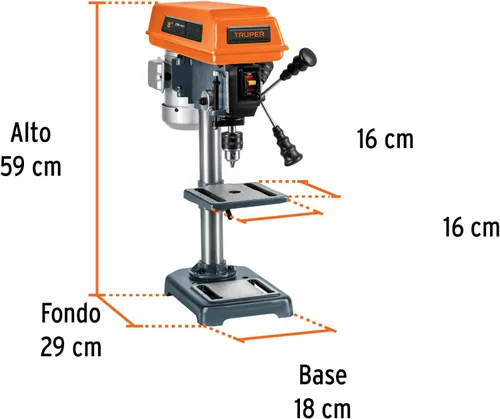 Vista 3 de Truper 16174 / TAPI-8-1/2 X 8" Prensa de taladro de piso, 1/3 HP
