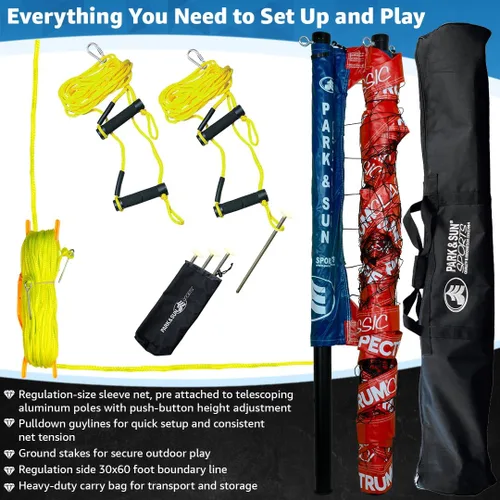 Vista 32 de Park & Sun Sports Spectrum Classic: Sistema de red de voleibol profesional ajustable para exteriores Negro