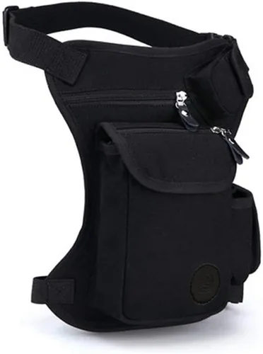 Vista 2 de Hebetag Riñonera para exteriores, bolsa de lona para hombres y mujeres, para viajes, táctica, motocicleta, ciclismo, senderismo, camping, muslo