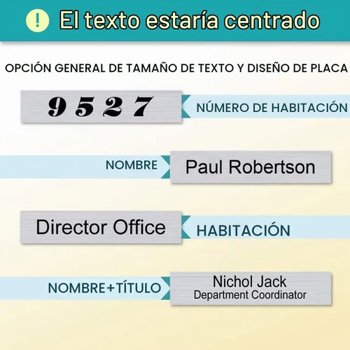 Vista 6 de Placa personalizada con nombre con soporte para pared o escritorio, grabado personalizado 2 x 8