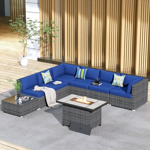 Vista 38 de HOOOWOOO Patio Sectional Furniture Set,2 Piece Couch Set with 2 Matching Armless Chairs(Beige)