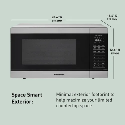 Vista 5 de Panasonic Horno de microondas, 1.3 pies³ 1000W encimera Microondas con sensor Genius de cocción - NN-SU66LS (acero inoxidable)