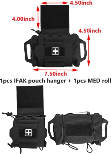 Vista 5 de SABADO Rapid/Quick Deploy First Aid Kit Pack Tactical IFAK Pouch Two-Piece System Med Roll Carrier Hypalon Handle Outdoor Sport Hunting Bag