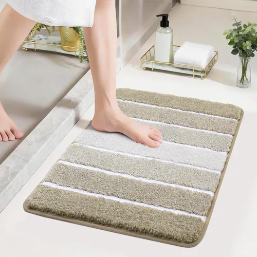 Vista 27 de COSY HOMEER Alfombras de baño de 24 x 17 pulgadas, ultra suaves y absorbentes, con respaldo de TPR antideslizante, lavable a máquina, alfombra Beige